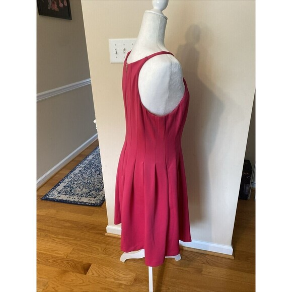 Calvin Klein Women’s Pink Fit & Flare Halter Top Pleasted Dress Size 12 - Picture 4 of 10